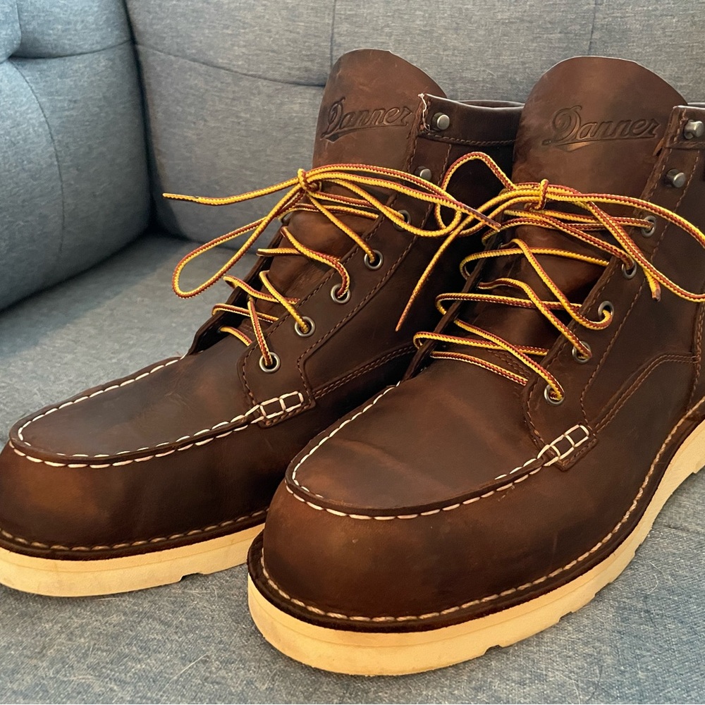 Danner Bull Run Moc Toe Leather Boots Brown Size 12 FREE SHIPPING
